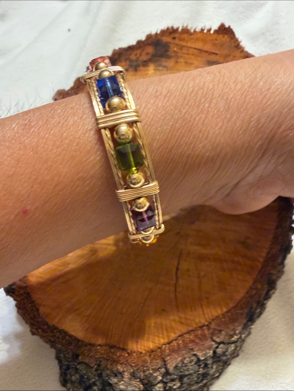 Gold color Multicolor Crystal Bracelet - Picture 6 of 6